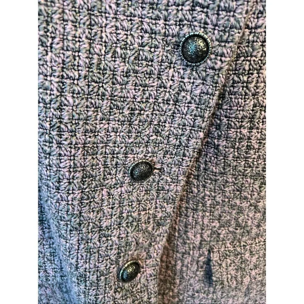 TAHARI by ASL Miliary Style Blazer Tweed Jacket Stand Collar Pink Grey sz 16 - Picture 3 of 8